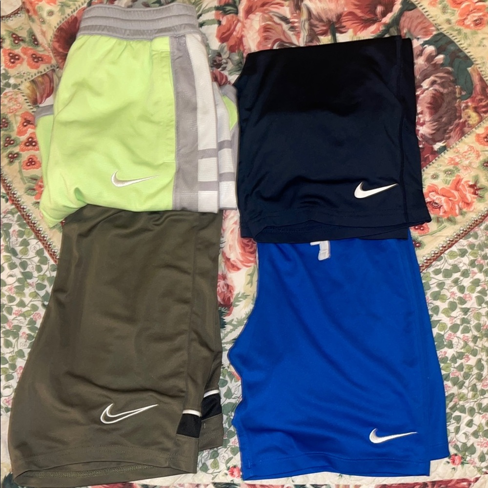 Nike Kids Athletic Shorts Set - Green, Black, Blue